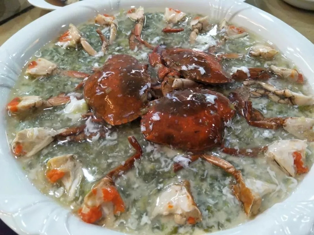 Pingtan seafood dish: Steamed Mangrove Crab and Laver in Thick Sauce