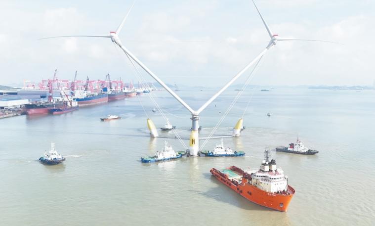 Pingtan enterprise sets new record with world's largest floating wind turbine platform