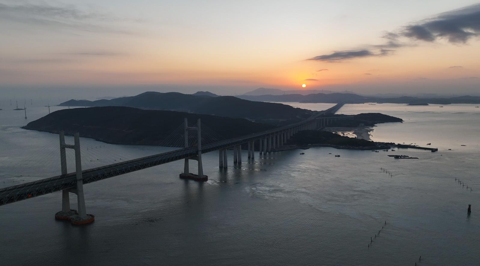 Breathtaking sunrise at Dalian Islet